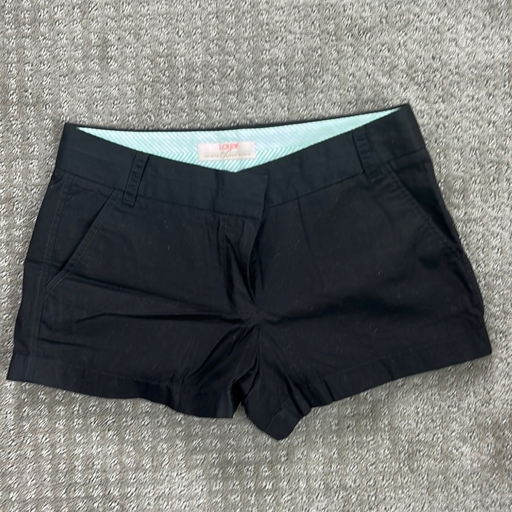 *NEVER WORN* J. Crew, Size 6, Black, 100% cotton Chino Broken-in shorts.
